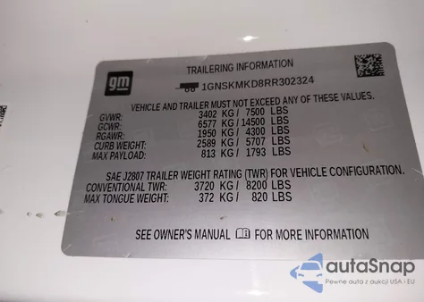 2024 Chevrolet Tahoe 4Wd Ls z USA, uszkodzony, nr VIN 1GNSKMKD8RR302324